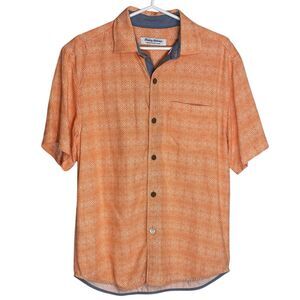 Tommy Bahama Shirt Mens S Orange Hawaiian Coconut Point Button Up Beach Resort